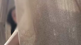 Risky masturbation on a public beach
