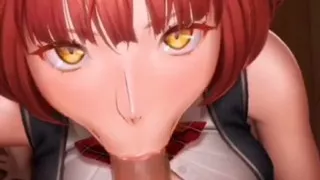 Horny redhead sucks cock and gets cum in her mouth
