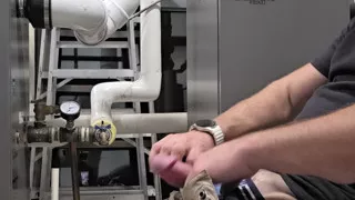 Hot coworker caught stroking his big fat cock