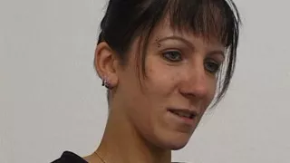 Pierced brunette slut rubs her wet twat at the casting
