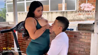 Latina Gives Her Tight Pussy to Her Workout Partner at the Gym - Savannah Watson