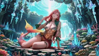 Pink-haired Mermaid Queen! a Dreamy Contrast Between the Underwater Palace and the Pure White Bed.