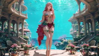 Deep Sea Fantasy! the Pink-haired Mermaid Queen Lounges in the Azure Palace, Fingertips Tapping the Water, Staff Trembling.