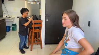 I Call My Little Bartender to Penetrate My Rich Pussy and Fill My Face with Milk. I Was Surprised at the Big Cock She Has.