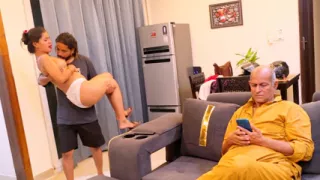 An Indian desi boy invites his lover home for the first time and shares a romantic moment in front of his stepfather.