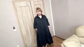 Masturbation of a cool hot GILF in red shoes and lingerie, with a large dildo in wet cunt & anal plug in her sweet butt...((