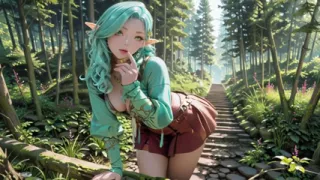 Forest Fantasy! Green-haired Mage & Blue Elf in a Private Walk