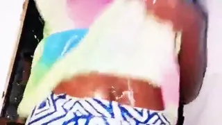 Having Fun in Shower, Tasting My Big Cock in Her Pussy BBC MILF