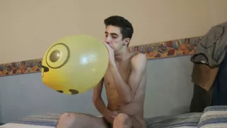 Blowing up a Huge Smiley Balloon While Jerking off