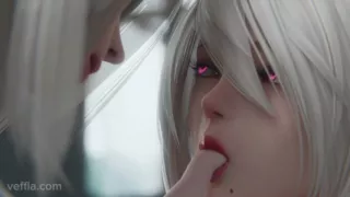 A2 and 2B Nier Automata 4K Threesome - White-Haired Androids Get Fucked Hard