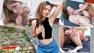 GERMAN SCOUT - Skinny small Tits Teen Maya Sinn Pick Up for no Condom Casting Fuck