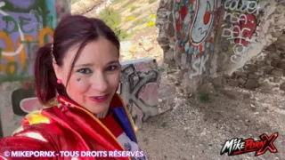Urbex She Gets Fucked and Covered in Cum in Harley Quinn