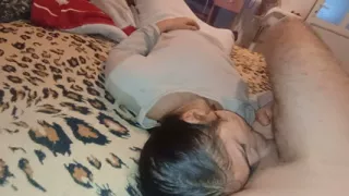 Stepdaughter licks my dick wonderfully and swallows it all