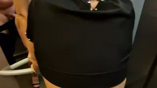 Blowjob in the elevator, with a cumshot in the mouth.