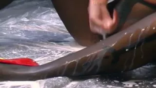 This Is Stunning German Babe in Pantyhose Who Got Cum on Her Feet