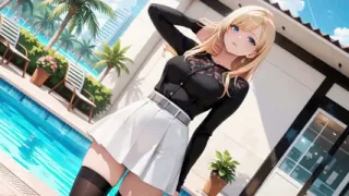 She Adjusts Her Skirt While Gazing Deep Into Your Eyes, Sun-kissed Wetness and Teasing Distance You Can't Handle