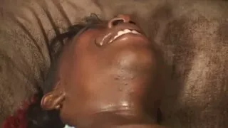 Hung stud shoves his hard cock down chocolate whores throat and pussy
