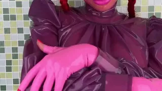 Miss Fetilicious Wears Pink and Purple Latex