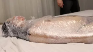 Dehumanizing Kel with Plastic Wrap! She Is My Sensitive Plastic Doll.
