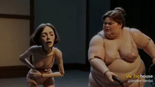 Fat Mistress Whips Bound Skinny Slave - Body Contrast Humiliation