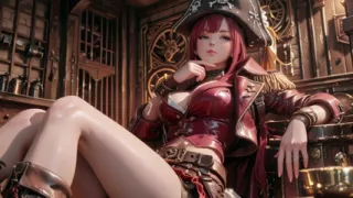 Redhead Pirate Queen! Lazy Goddess in the Gold Hold. Kneeling Gaze is Insane!