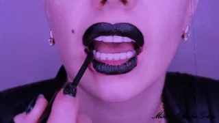 Glossy black lips get total control over you! Mesmerizing JOI