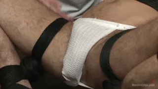 Begging to cum while tied up at the gym