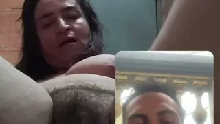 Sexy and hot mature woman shows her stepson her naked body on camera