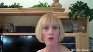 Blonde grandma is tugging and sucking cock in POV