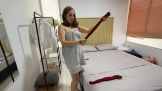 Horny stepsister with huge ass shows her colorful stockings to her perverted stepbrother with a huge dick. HARDCORE SEX AND FETISHES