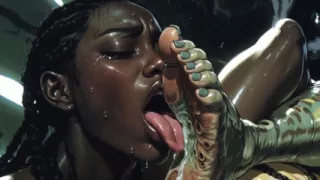 Ebony Slave Girl Licking & Worshipping Alien Feet - Extreme Pleasure