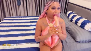 Big White Dildo - Solo Doggy Fuck