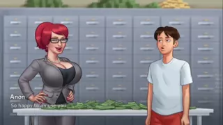 Big boobs Tina fucks monster cock Anon on a big pile of money - gameplay part 4