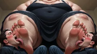 Obese SSBBW Foot Domination - Male Slaves Cleaning Her Big Soft Feet