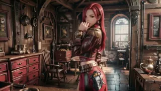 Redhead Pirate Queen! Lazy Goddess in the Gold Hold. Kneeling Gaze Is Insane!
