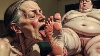 90 Year Old Granny Licking & Sucking BBW Big Feet - Very Aroused