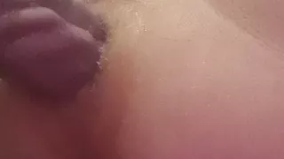 Having fun with my giant fantasy dildo
