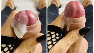 Big closeup cumshot in heels