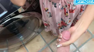 Stepbro Spies on Me Doing Laundry, Steals My Panties & Fucks Me Hard While I'm on the Phone with Stepmom- POV