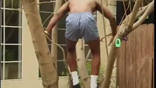 Horny black slut gives incredible head outdoors