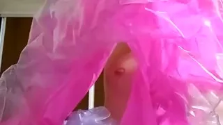 Bunny Looner Is Blowing up His Inflatable Pink Chair and a Big Clear Balloon While Masturbating on Stream