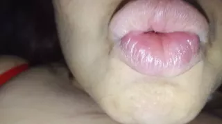 Sensual Curvy Babe Dripping Wet in Red Lingerie POV Cumshot