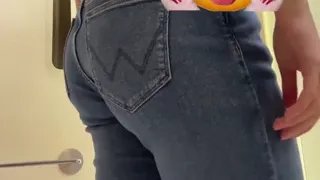 Trying on Tight Jeans in Fitting Room - Want to Be My Secret Peeker?