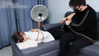 The Extreme Restraints of a Barefoot Girl, Playing with Her Bare Feet