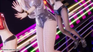 Mmd Babymonster - Batter up Ahri Evelynn Akali Sexy Striptease League of Legends Hentai Uncensored 4K 60fps