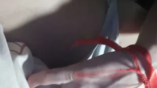Amateur Argentine girl in schoolgirl skirt teasing in bra - no face