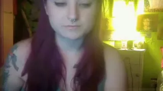EMO babe eats cum of small cock on webcam
