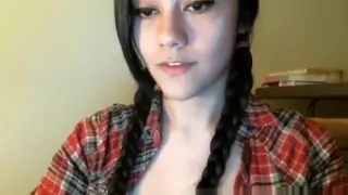 Cute teen brunette amateur strips off her panties