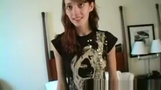 Skinny brunette with a hot body stripping solo on webcam