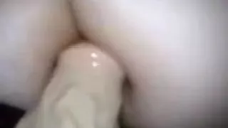 Wfife Taking Large Dildo Up Her Arse